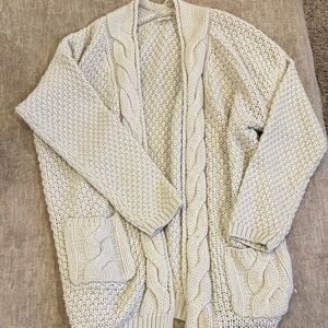 Altar'd State Cream Cable Knit Cardigan